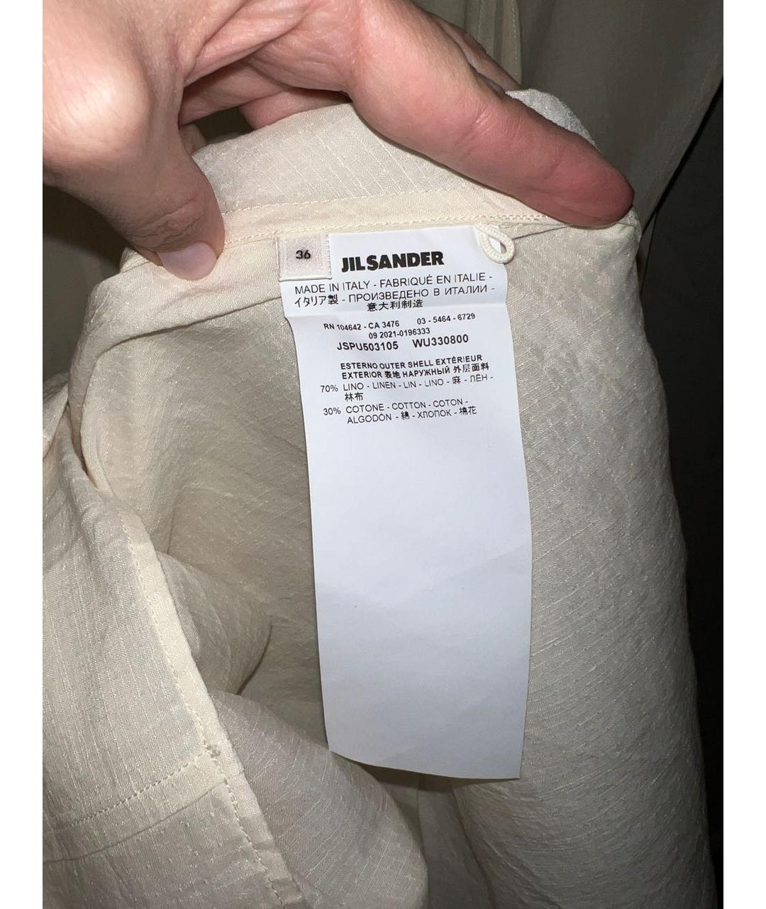 JIL SANDER Бежевое льняное повседневное платье, фото 5
