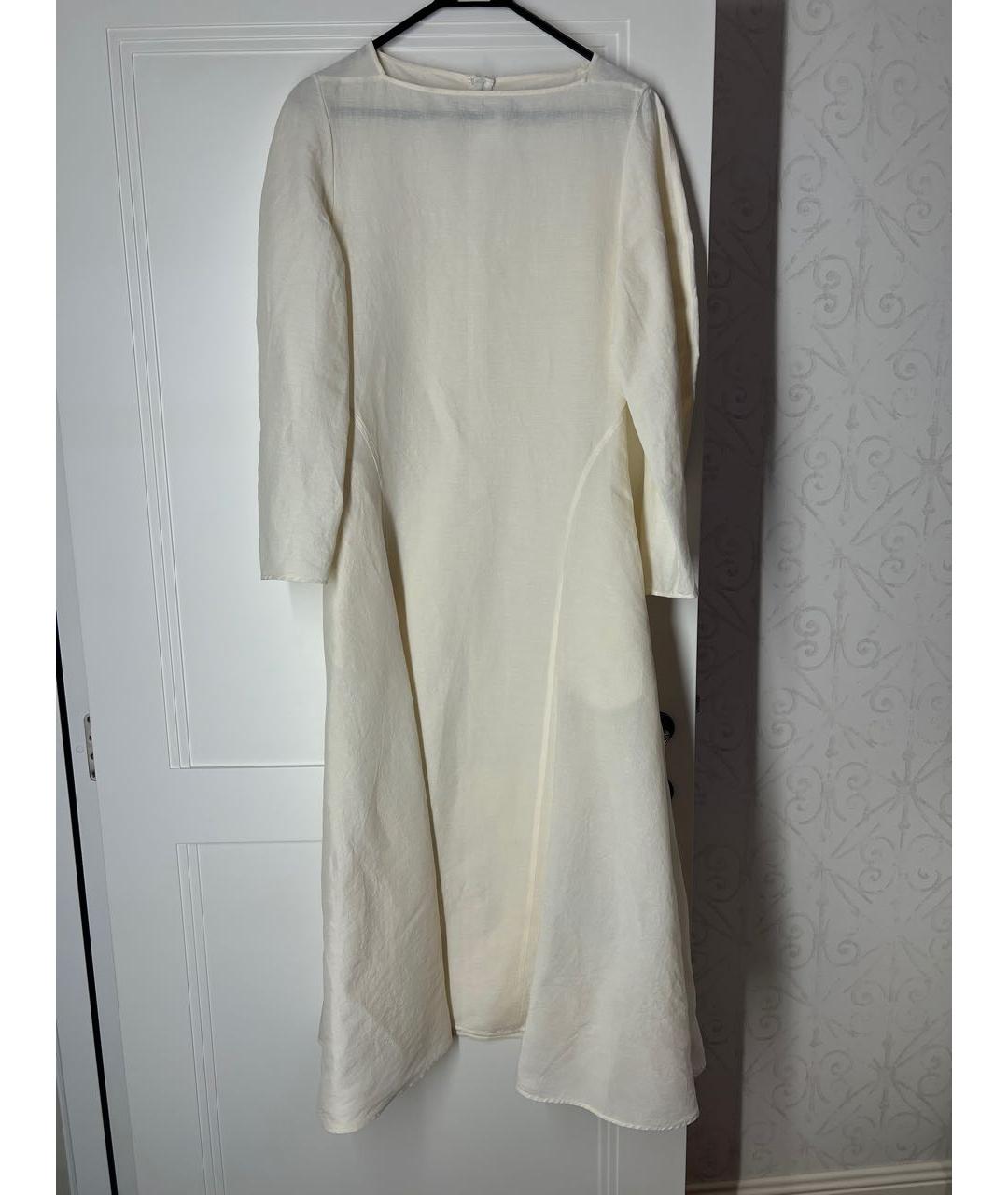 JIL SANDER Бежевое льняное повседневное платье, фото 4
