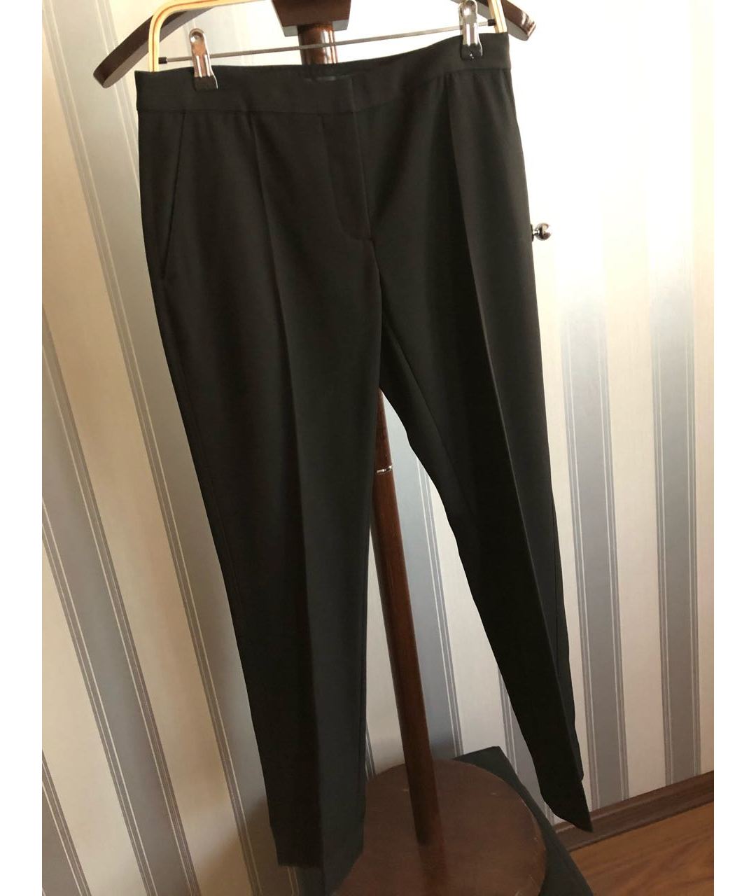BURBERRY Черные шерстяные прямые брюки, фото 8