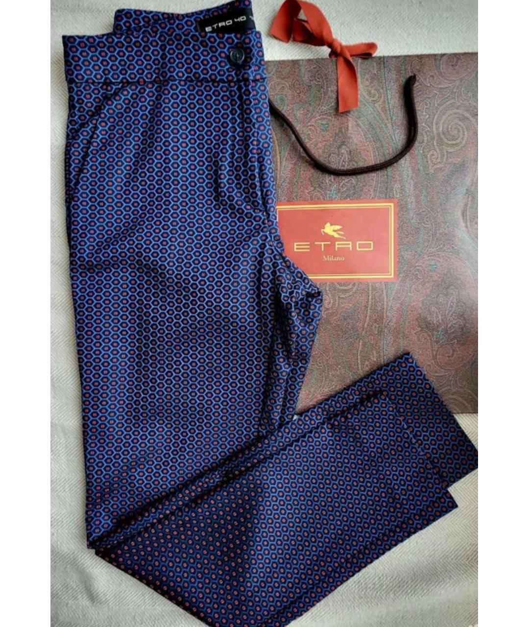 ETRO Темно-синие шелковые прямые брюки, фото 2