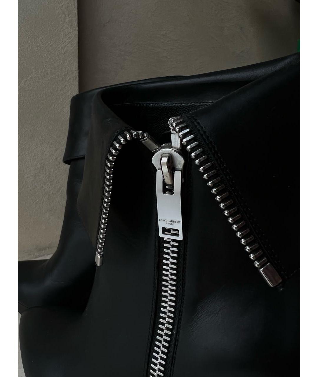 SAINT LAURENT Черные кожаные ботильоны, фото 6