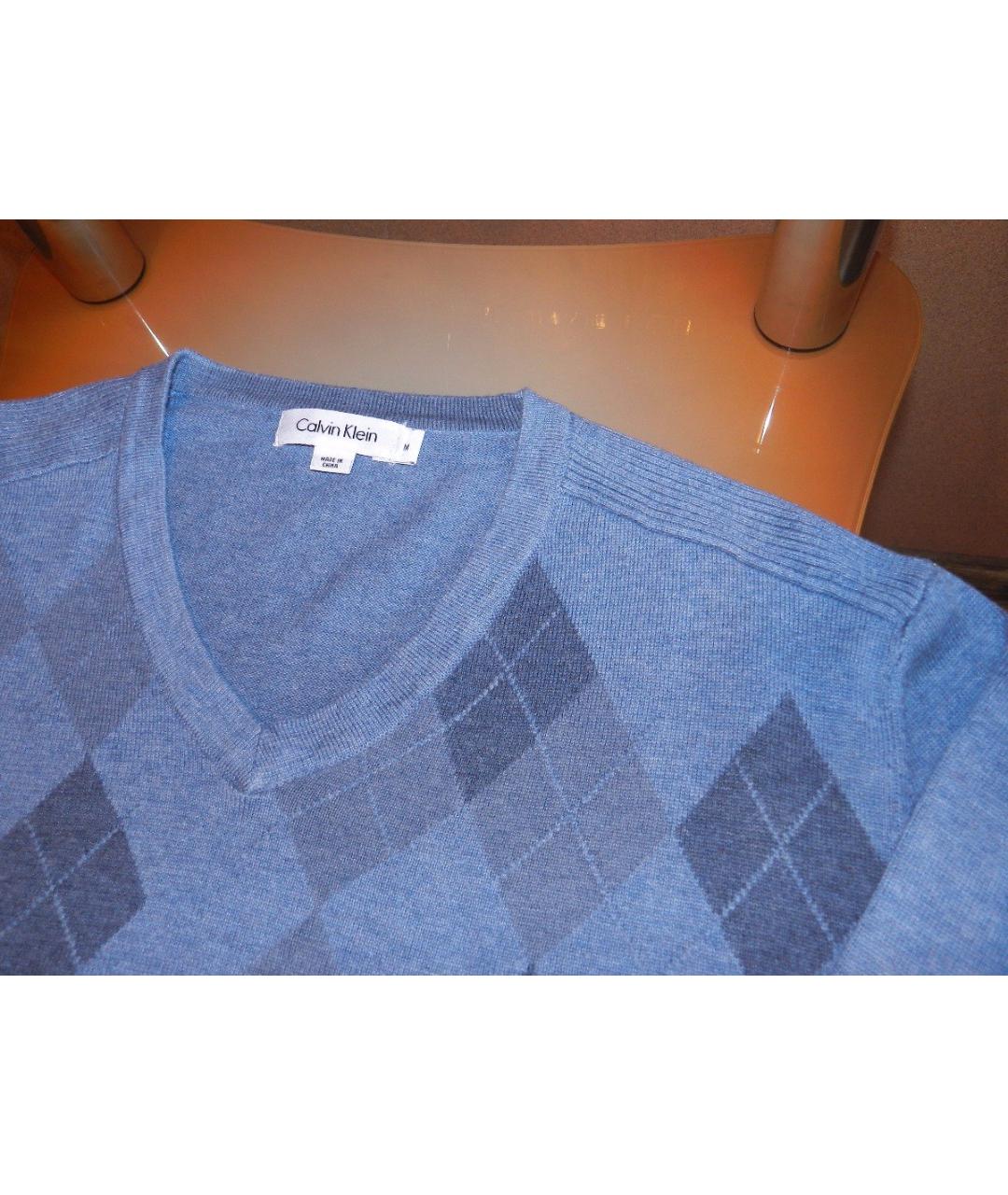 CALVIN KLEIN Голубой хлопковый джемпер / свитер, фото 3