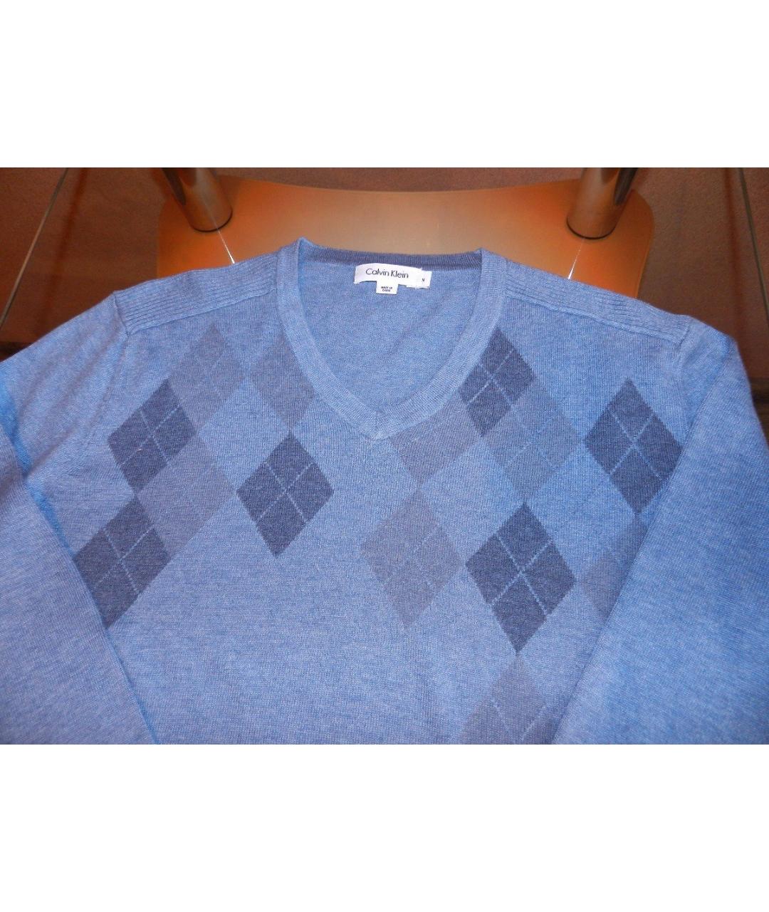 CALVIN KLEIN Голубой хлопковый джемпер / свитер, фото 2