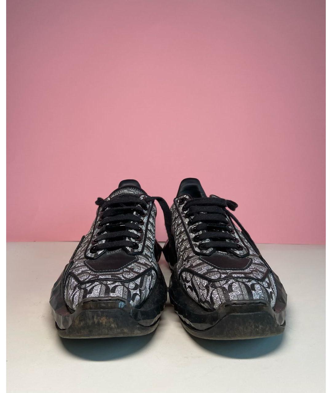 JIMMY CHOO Серебряные синтетические кроссовки, фото 2