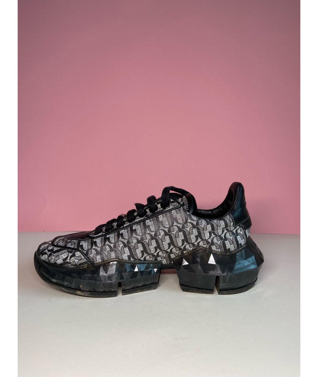 JIMMY CHOO Серебряные синтетические кроссовки, фото 6