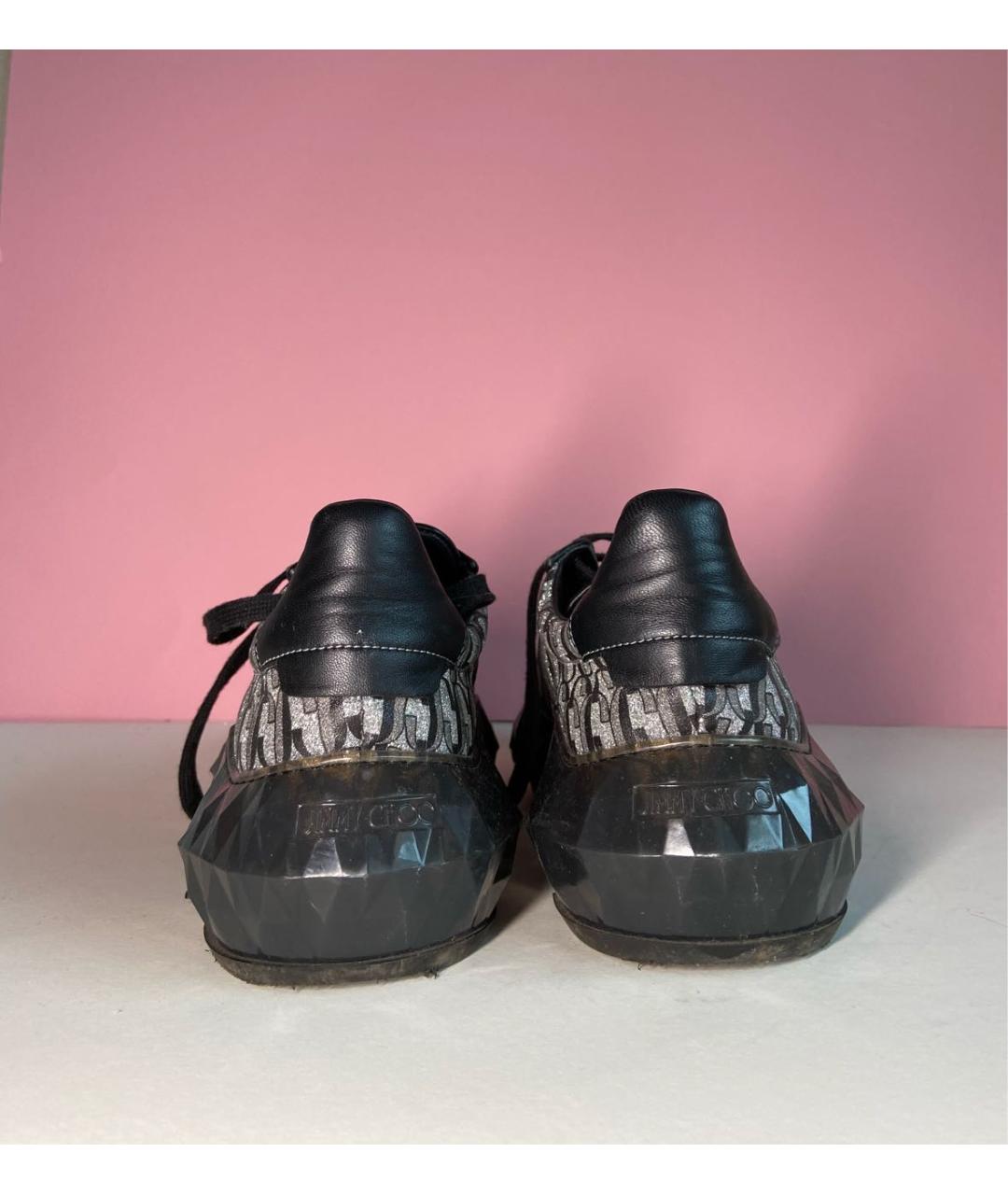 JIMMY CHOO Серебряные синтетические кроссовки, фото 4