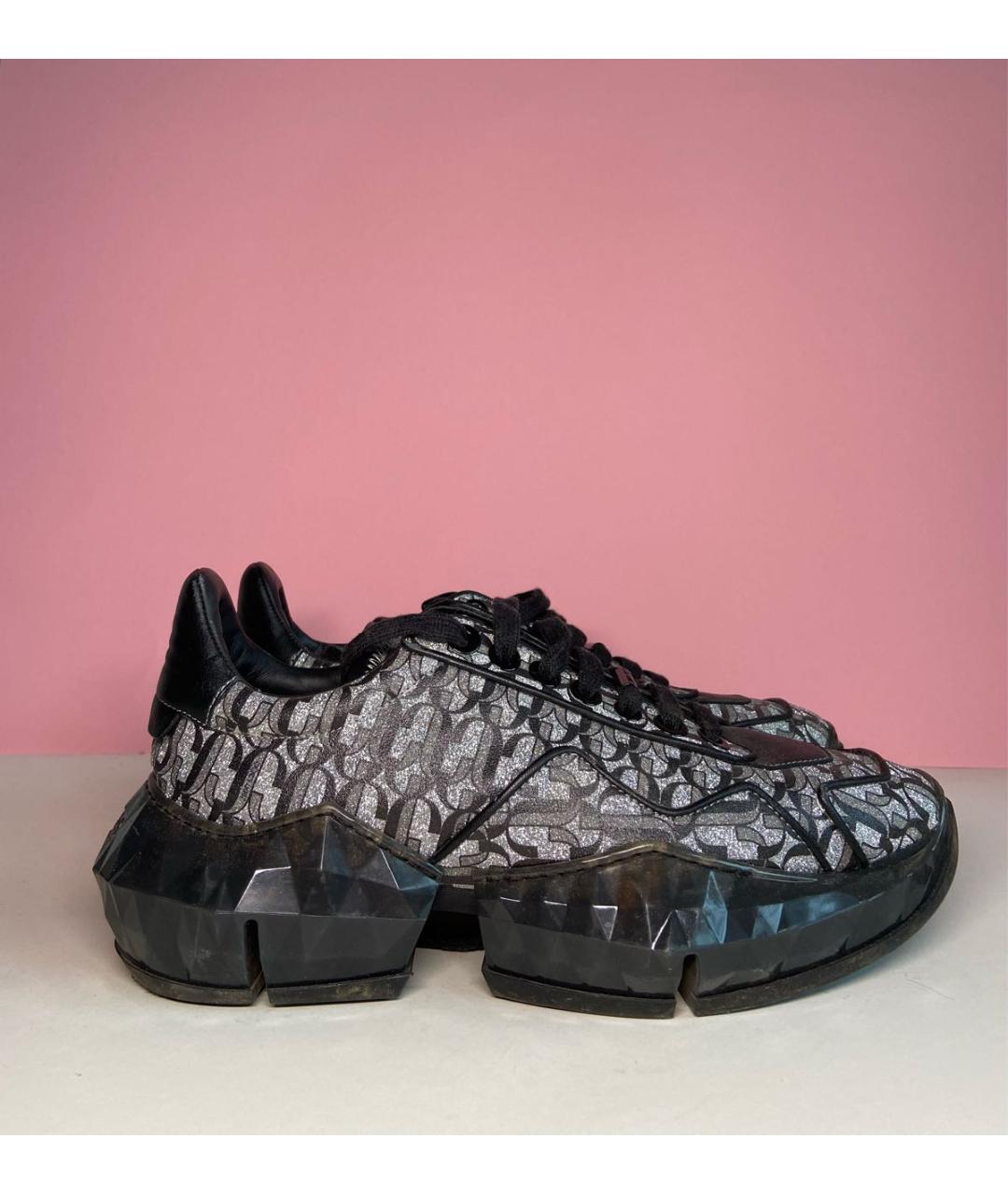 JIMMY CHOO Серебряные синтетические кроссовки, фото 7