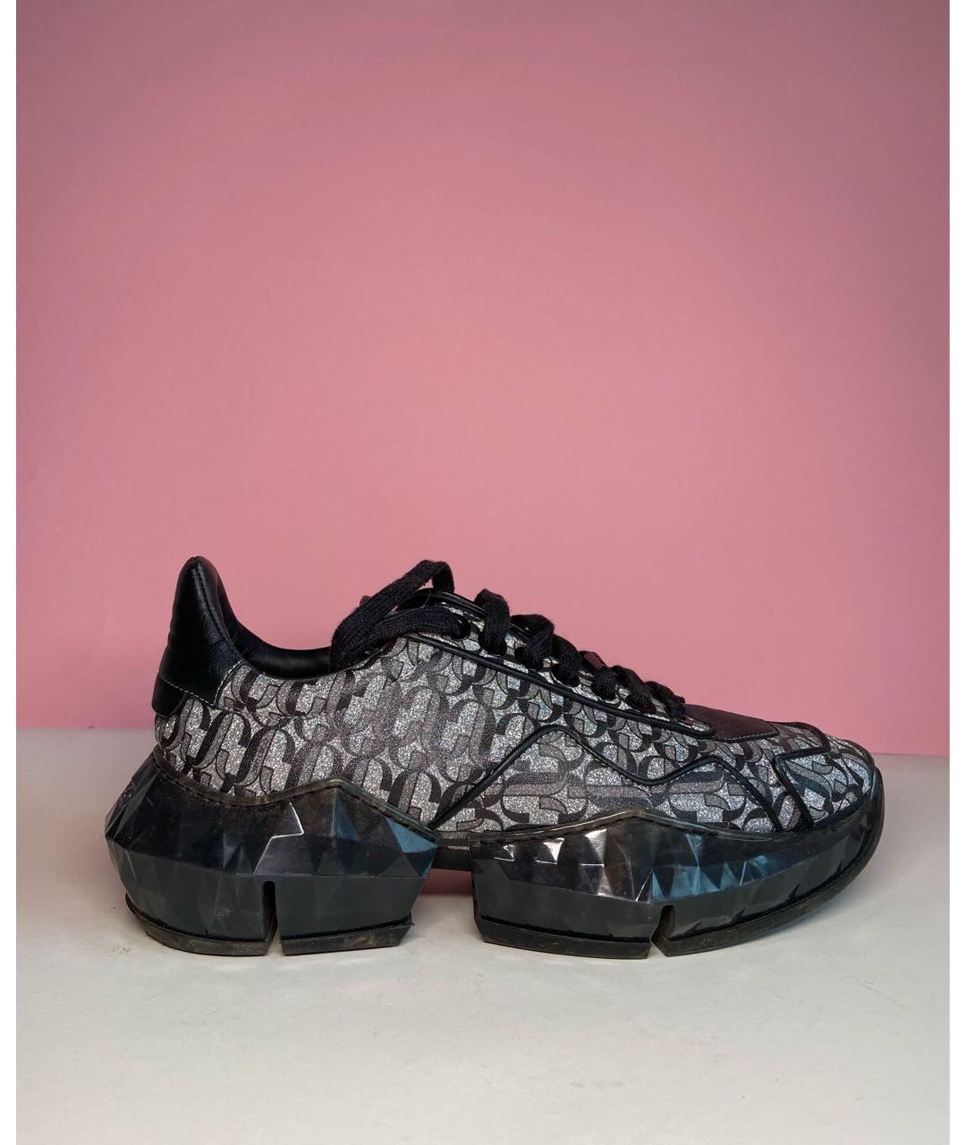 JIMMY CHOO Серебряные синтетические кроссовки, фото 8