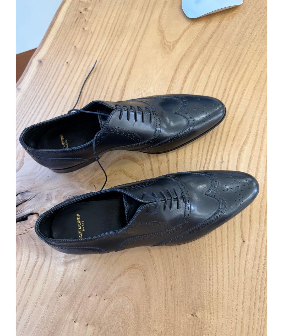 SAINT LAURENT Черные кожаные туфли, фото 7