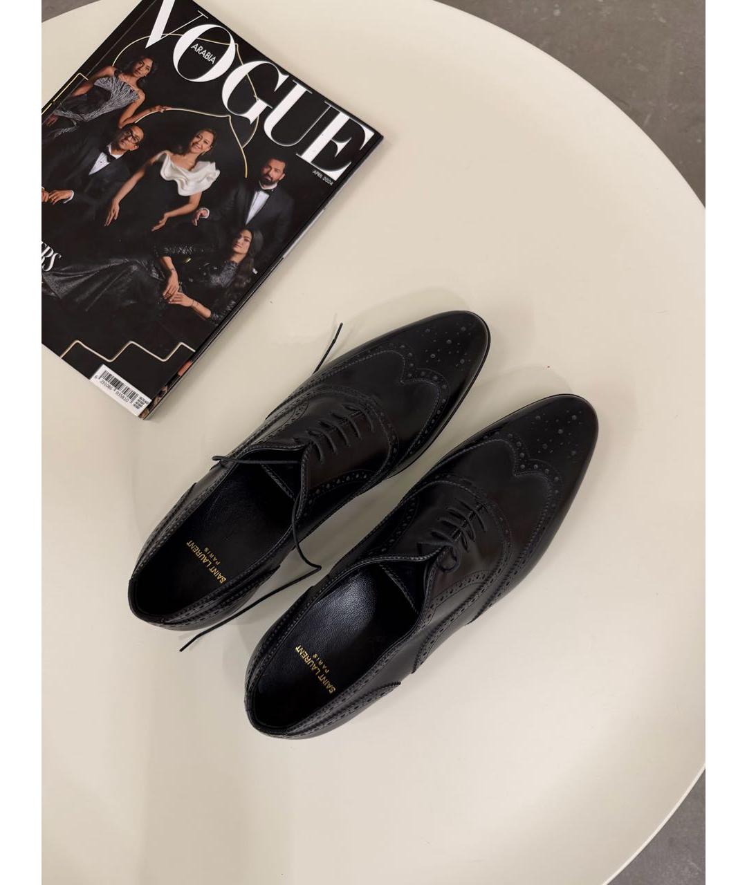 SAINT LAURENT Черные кожаные туфли, фото 5