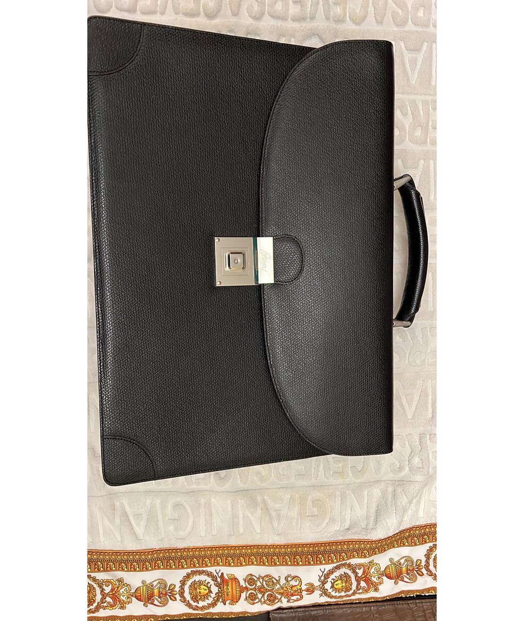 BRIONI Черный кожаный портфель, фото 5