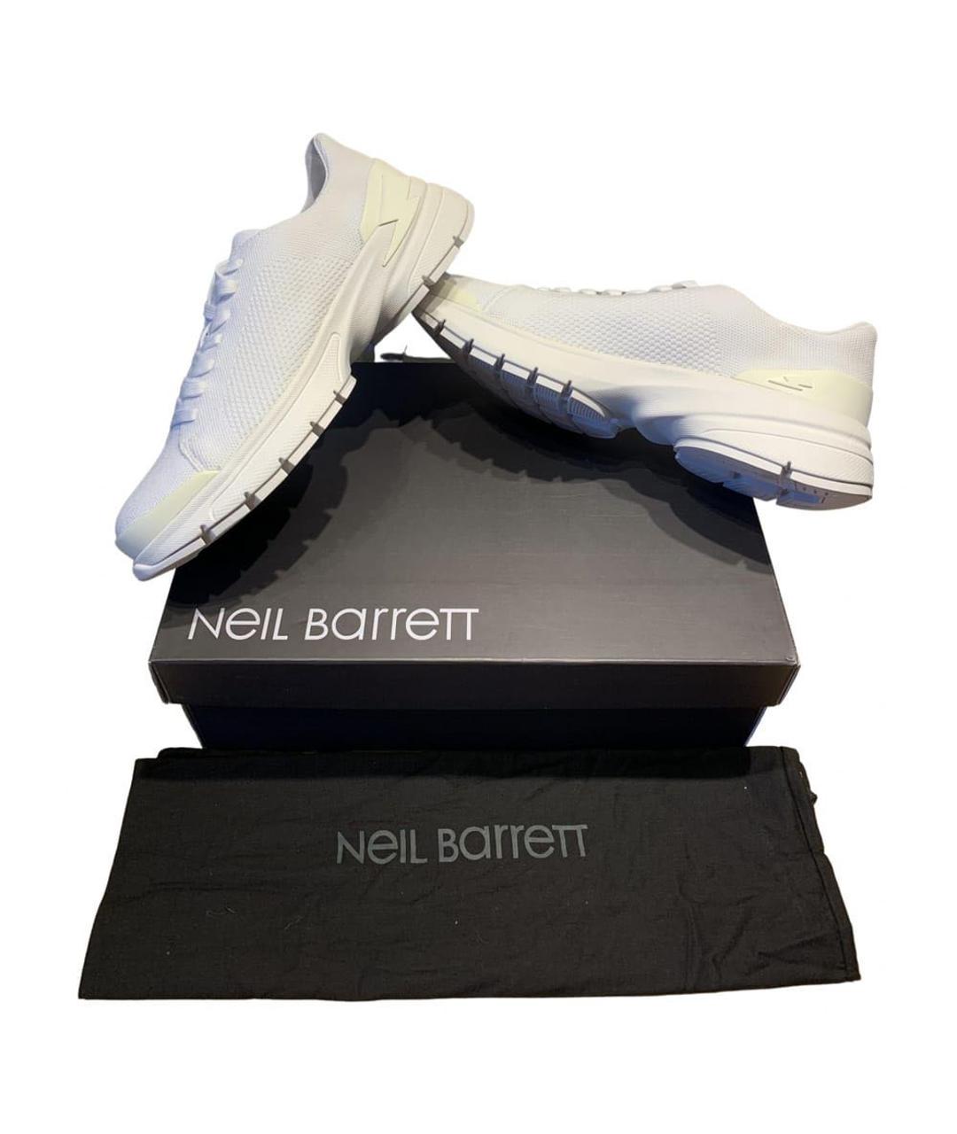 NEIL BARRETT Белые текстильные низкие кроссовки / кеды, фото 8