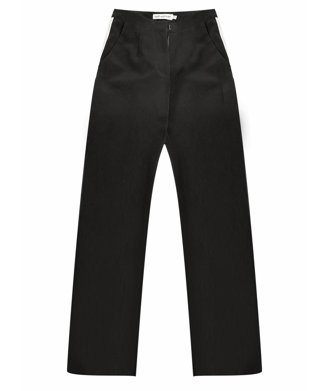 SELF-PORTRAIT Черные синтетические прямые брюки, фото 1