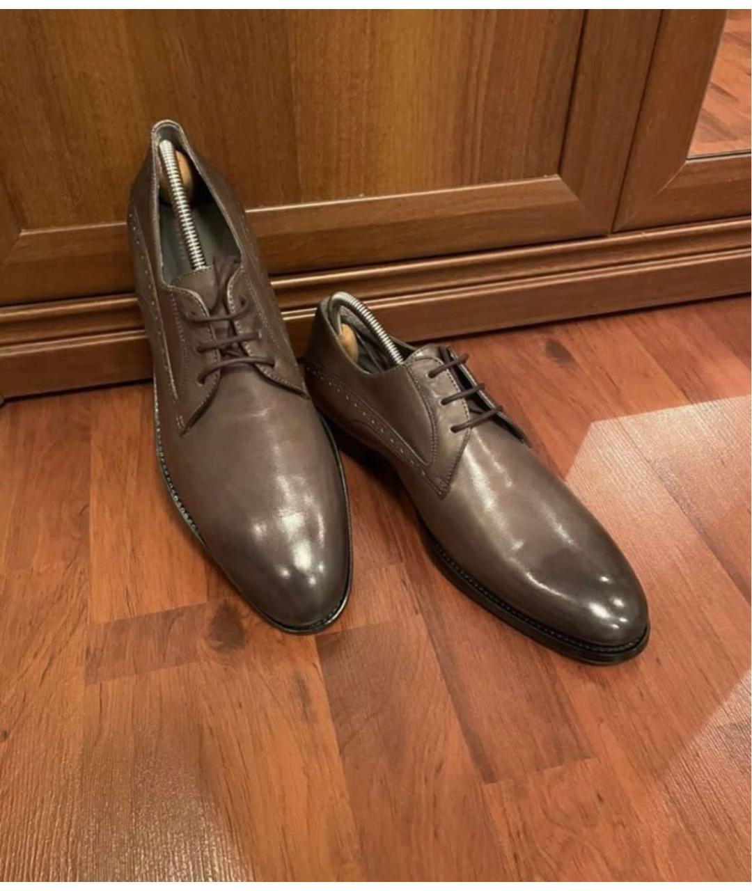 HUGO BOSS Серые кожаные туфли, фото 5