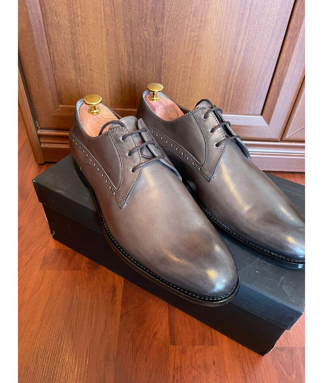 HUGO BOSS Серые кожаные туфли, фото 3