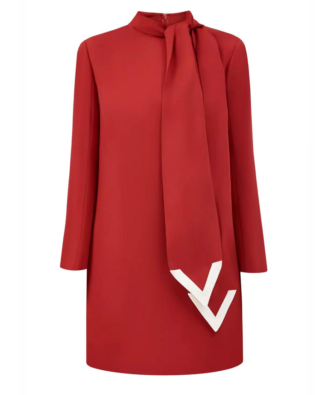 VALENTINO Красное вискозное коктейльное платье, фото 1