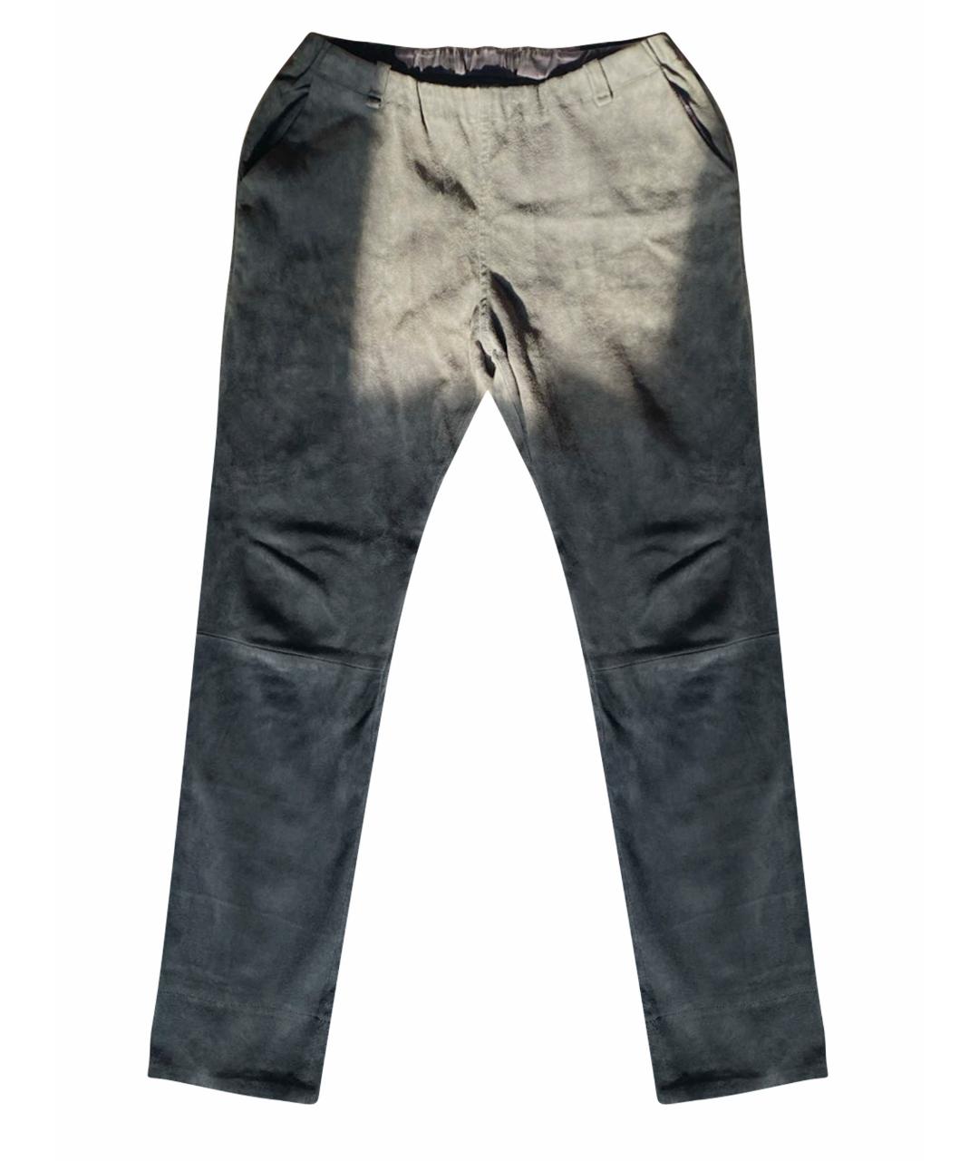 STOULS Антрацитовые кожаные брюки узкие, фото 1