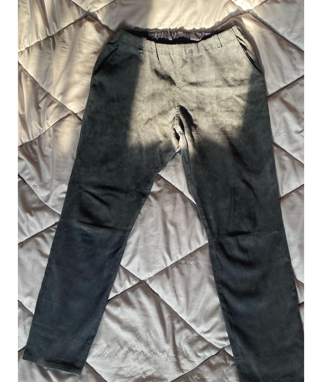 STOULS Антрацитовые кожаные брюки узкие, фото 9