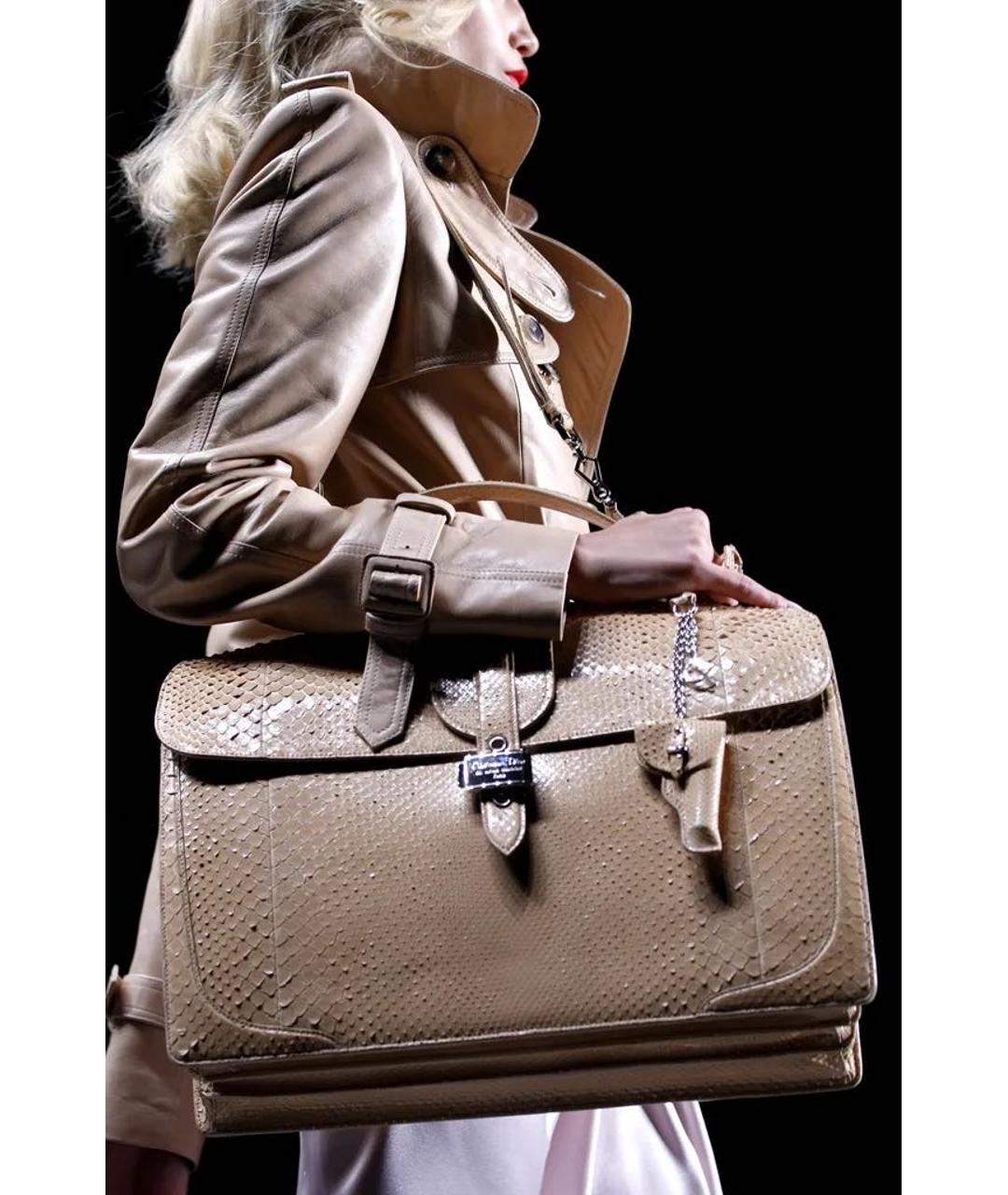 CHRISTIAN DIOR PRE-OWNED Бежевая сумка через плечо из экзотической кожи, фото 8