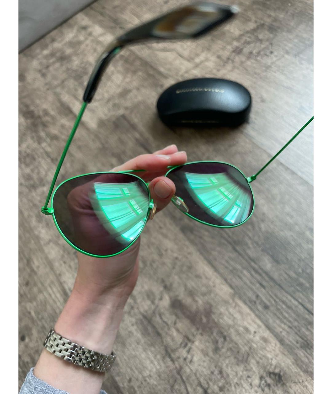 VICTORIA BECKHAM Зеленые металлические солнцезащитные очки, фото 4