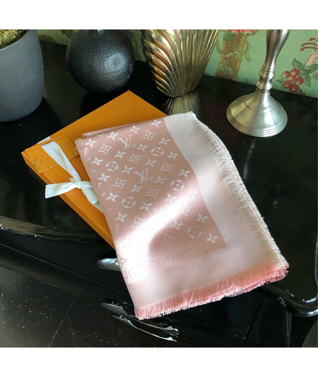 LOUIS VUITTON PRE-OWNED Розовый шелковый шарф, фото 4