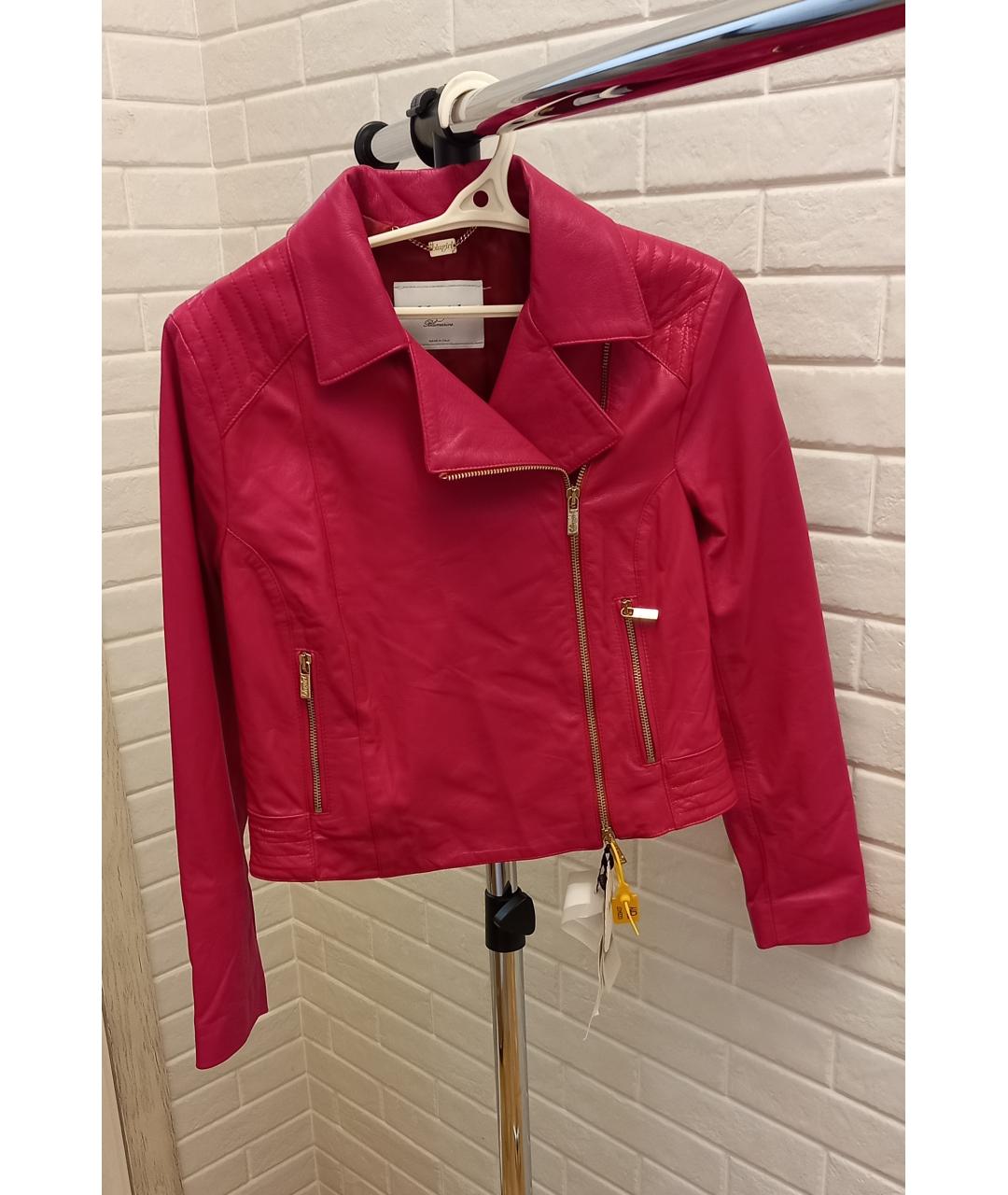 BLUGIRL Розовая кожаная куртка, фото 10