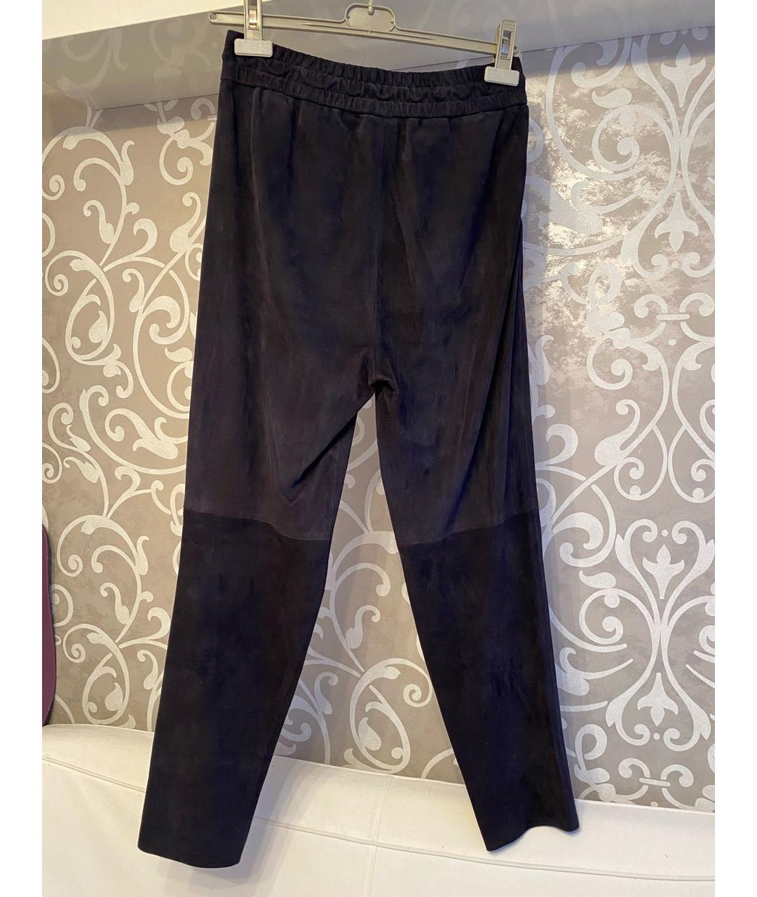 FABIANA FILIPPI Темно-синие замшевые прямые брюки, фото 2