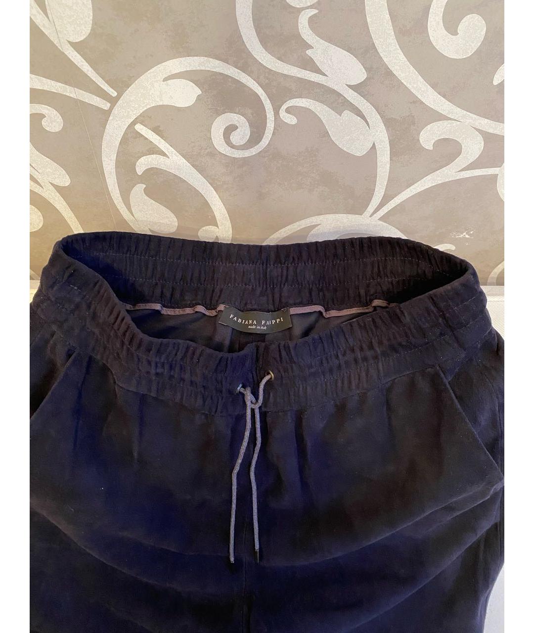 FABIANA FILIPPI Темно-синие замшевые прямые брюки, фото 3