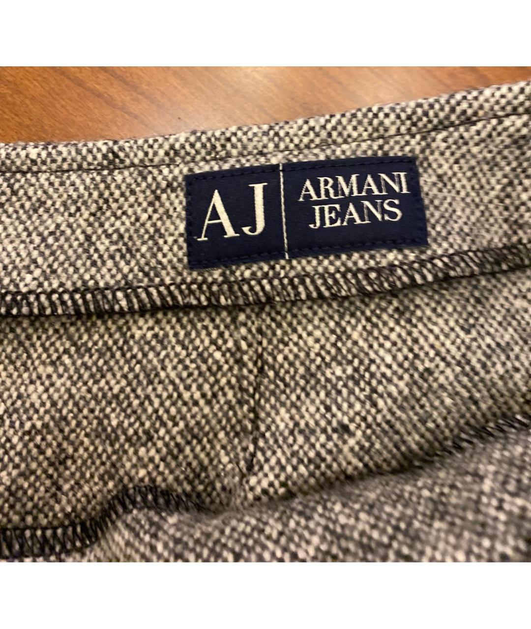 ARMANI JEANS Серая шерстяная юбка мини, фото 4