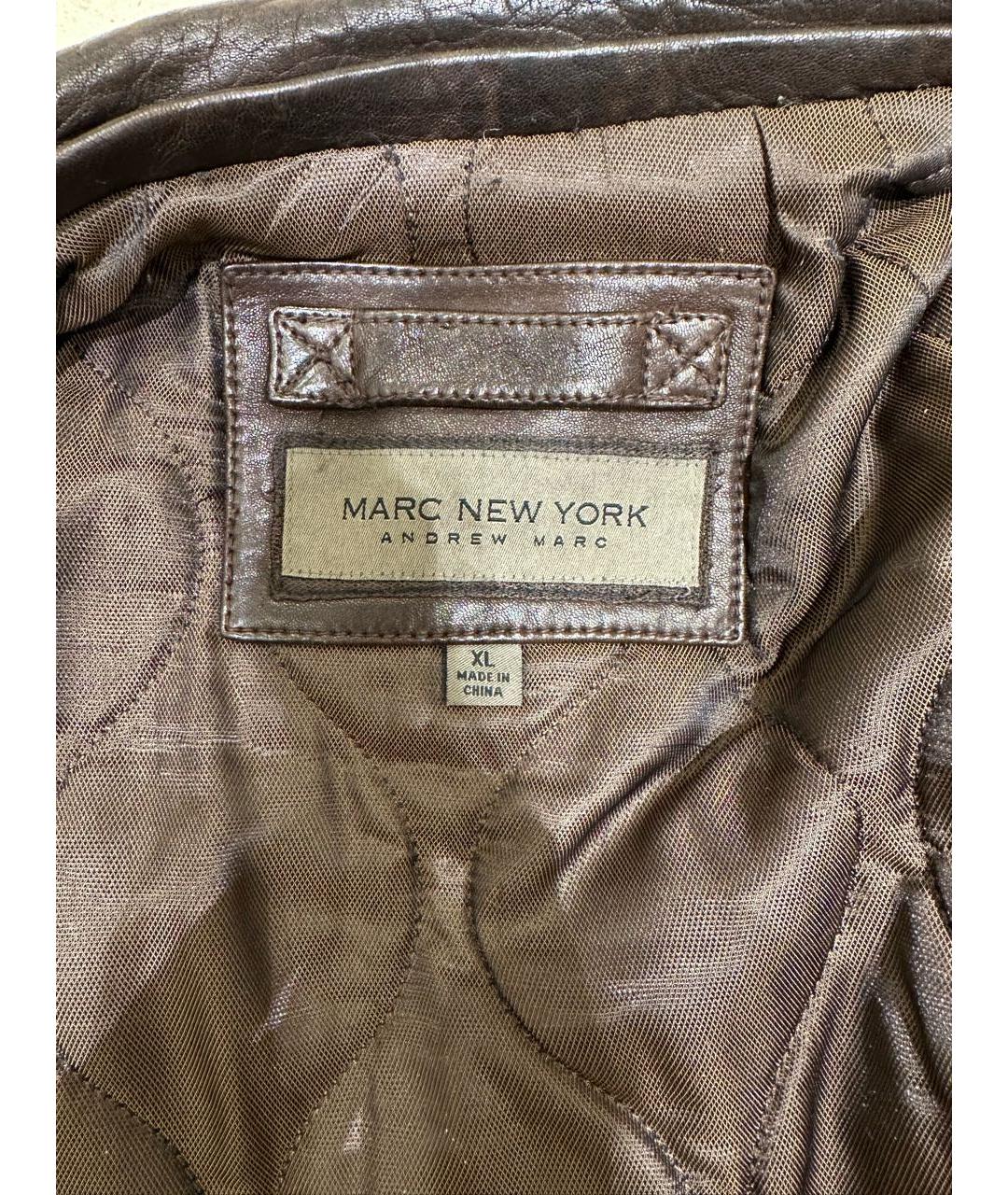 ANDREW MARC NEW YORK Коричневая кожаная куртка, фото 3