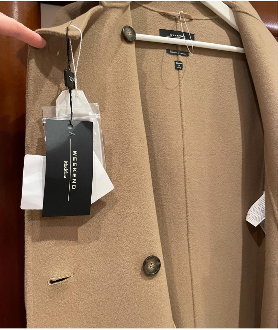 WEEKEND MAX MARA Коричневое шерстяное пальто, фото 3