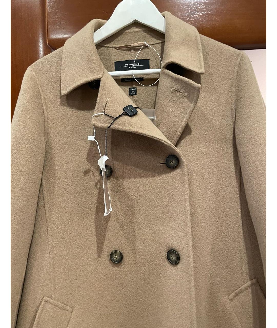 WEEKEND MAX MARA Коричневое шерстяное пальто, фото 4