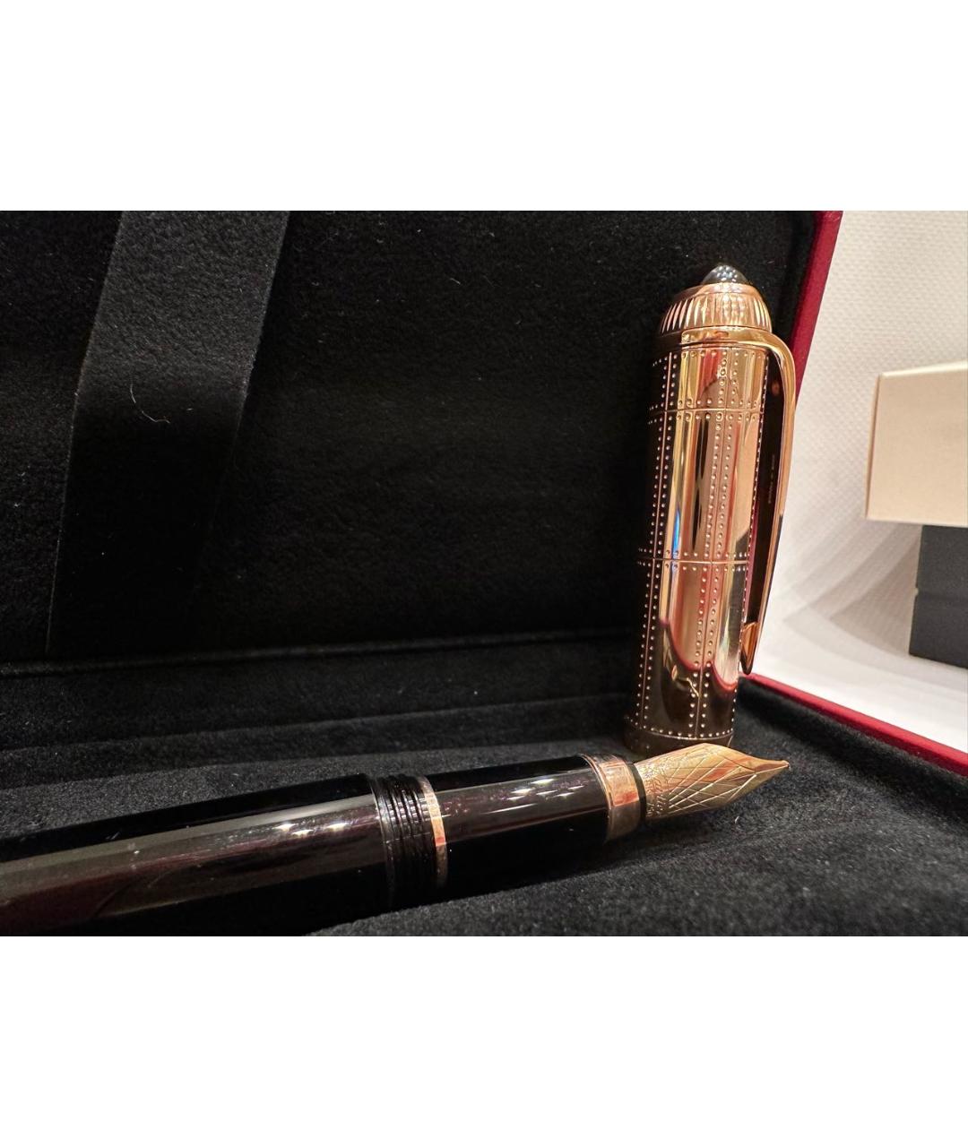 CARTIER Черная перьевая ручка из розового золота, фото 4