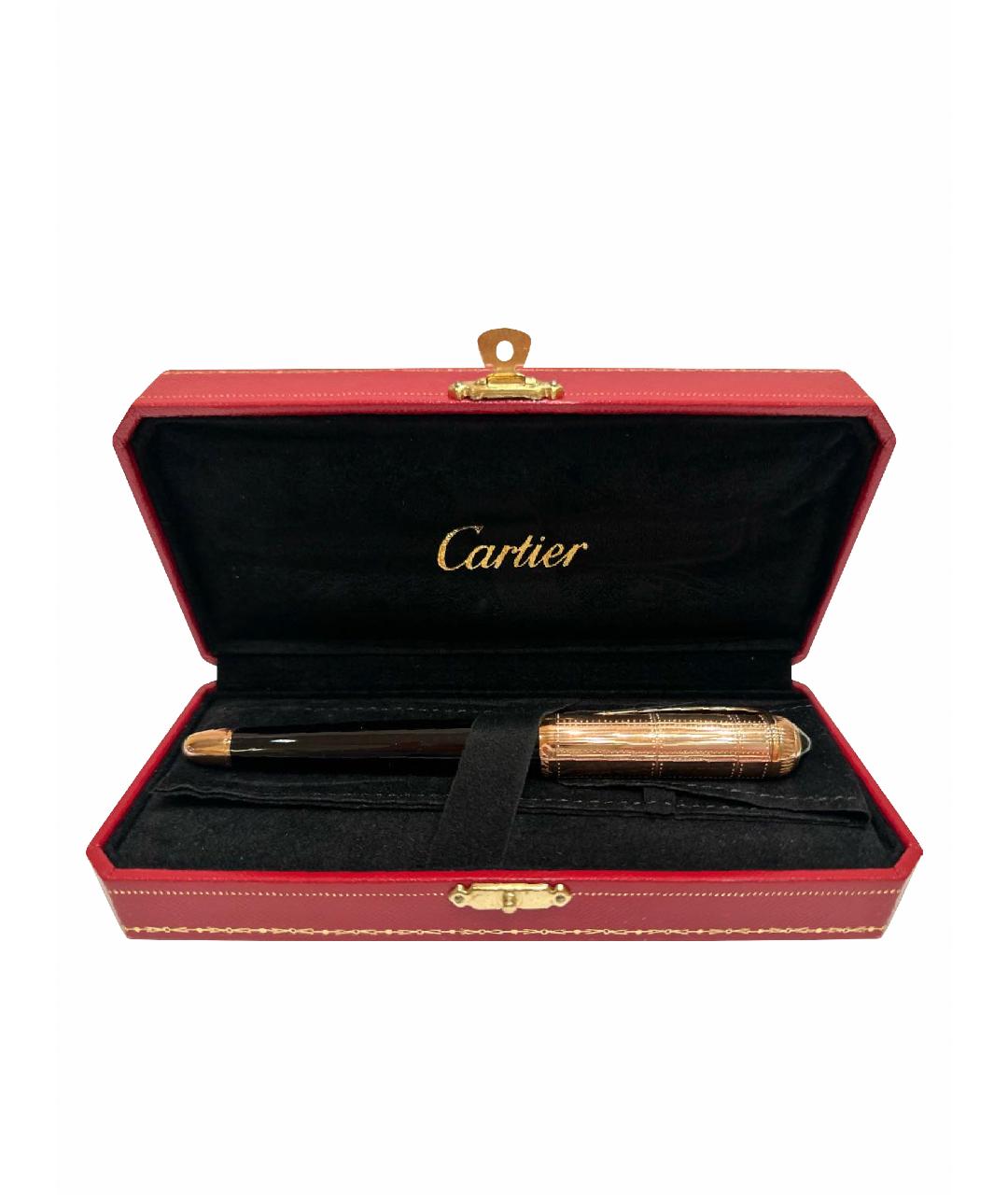 CARTIER Черная перьевая ручка из розового золота, фото 1