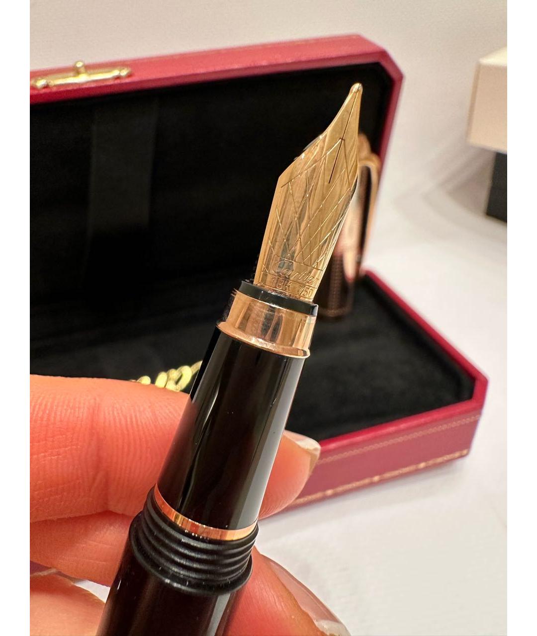 CARTIER Черная перьевая ручка из розового золота, фото 5