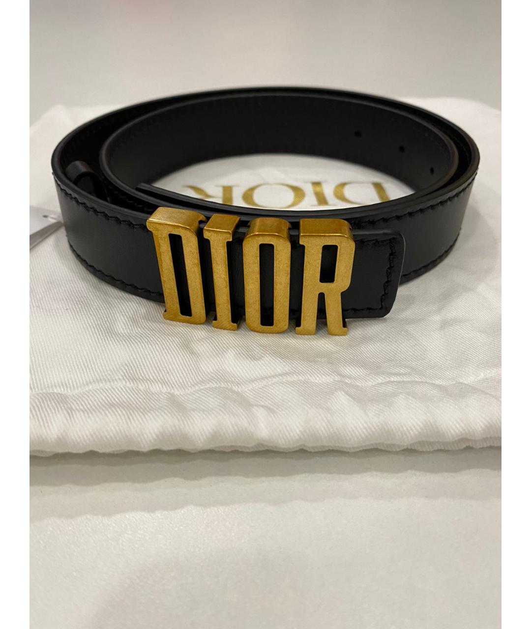 CHRISTIAN DIOR Черный кожаный ремень, фото 3