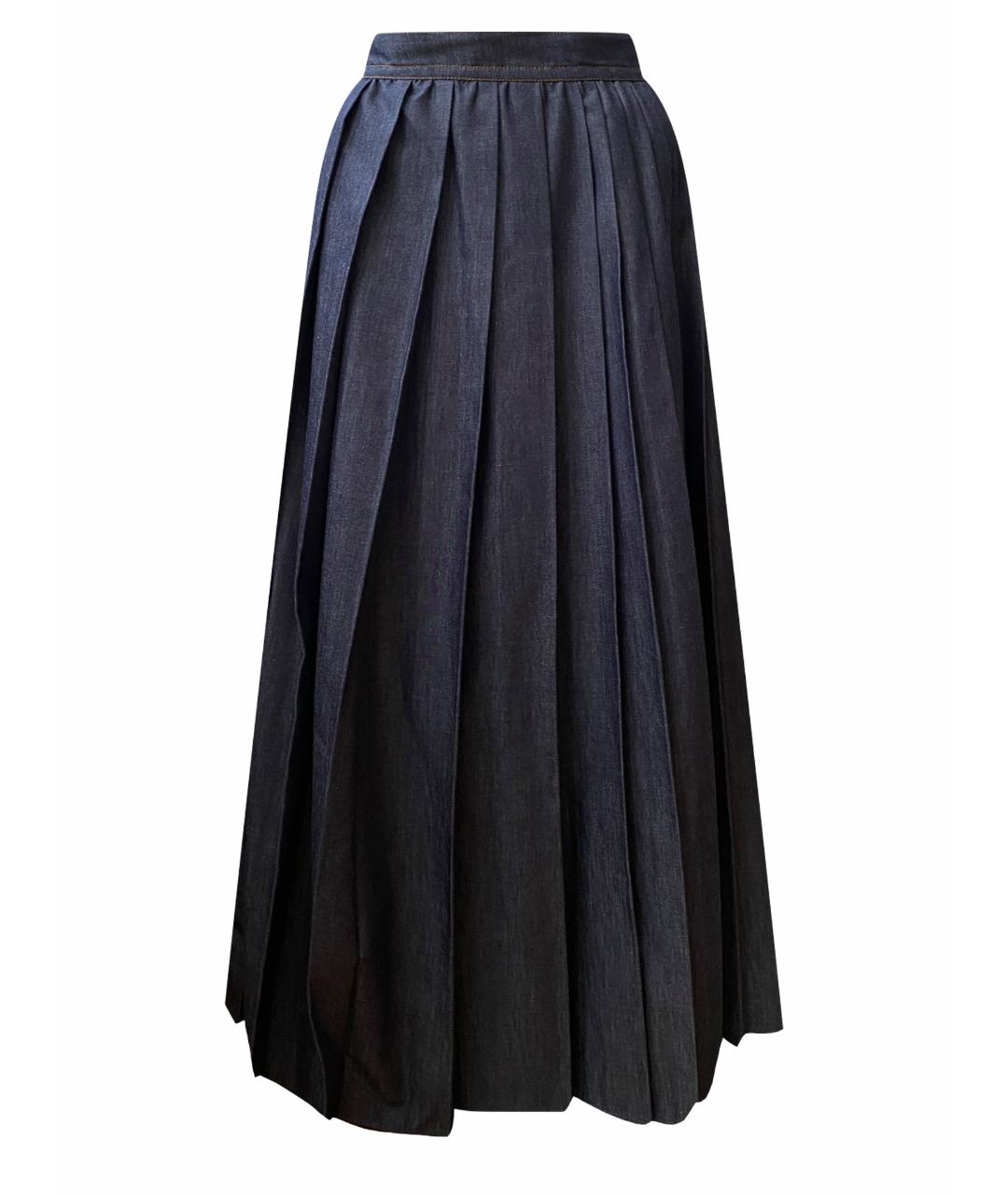 WEEKEND MAX MARA Темно-синяя хлопковая юбка макси, фото 1