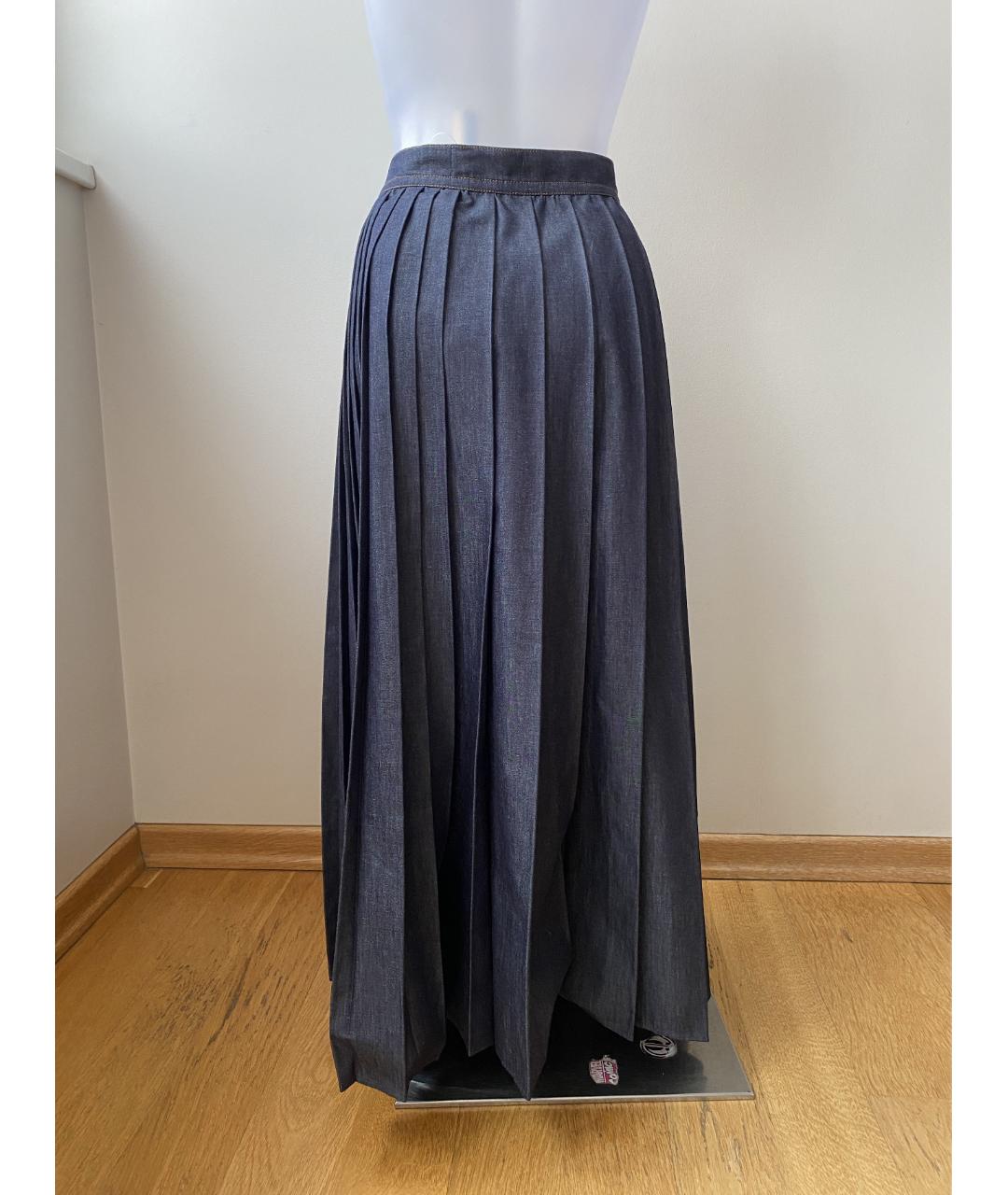 WEEKEND MAX MARA Темно-синяя хлопковая юбка макси, фото 2
