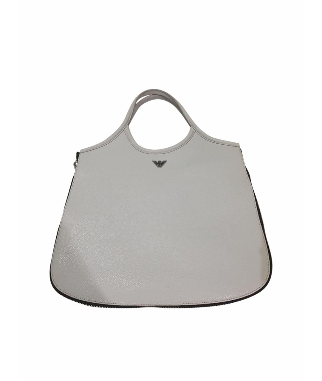 EMPORIO ARMANI Серая кожаная сумка тоут, фото 1