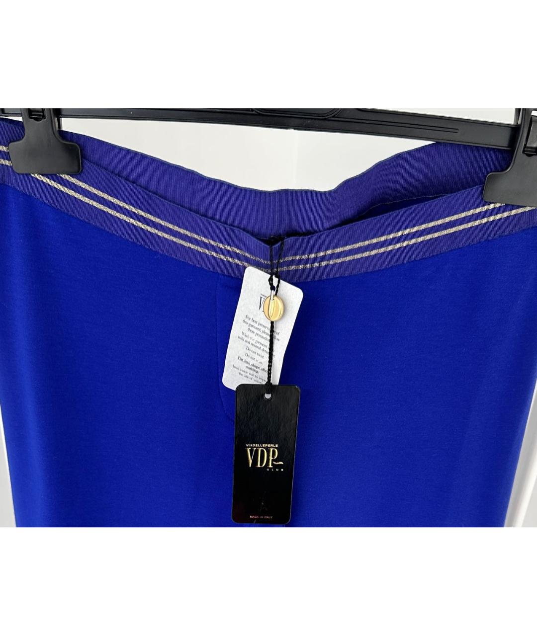 VDP Синие хлопко-эластановые прямые брюки, фото 4