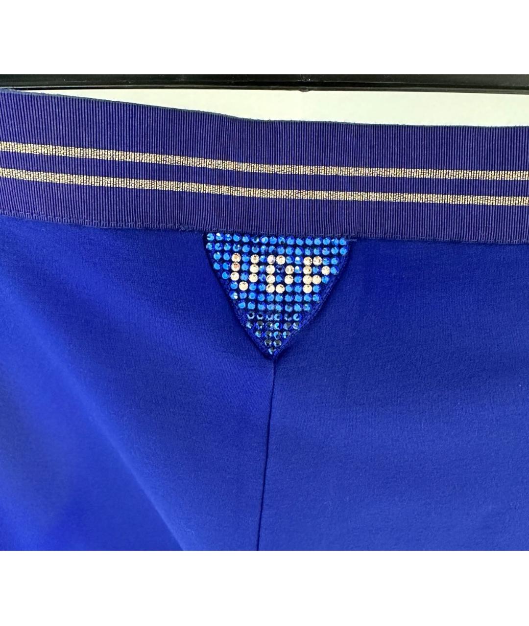 VDP Синие хлопко-эластановые прямые брюки, фото 7