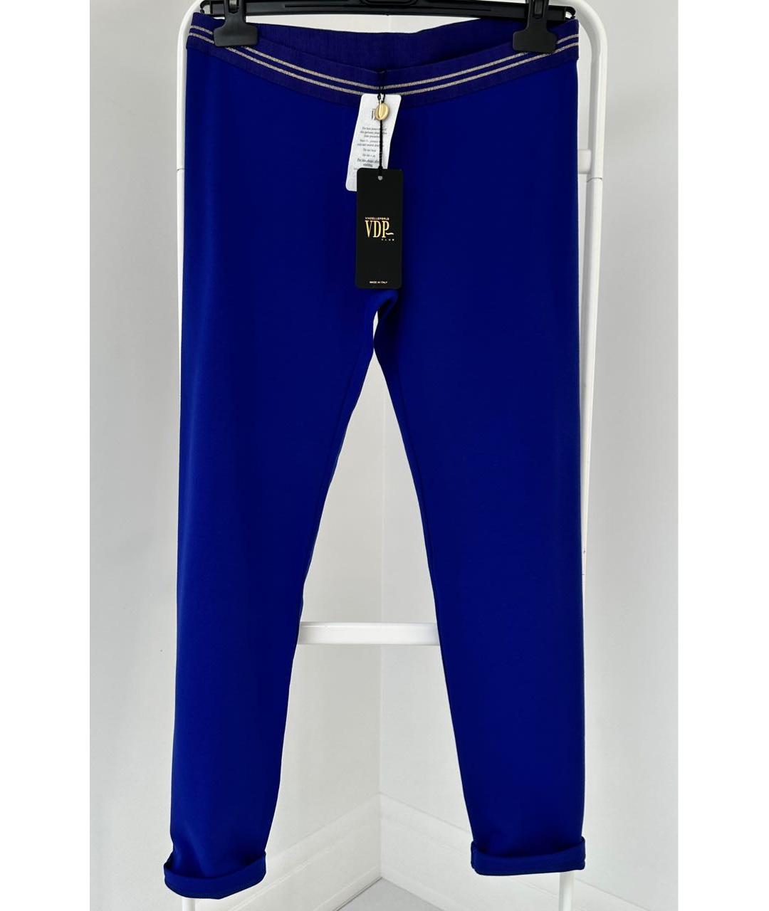 VDP Синие хлопко-эластановые прямые брюки, фото 5