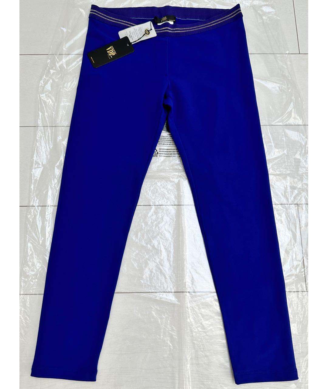 VDP Синие хлопко-эластановые прямые брюки, фото 6