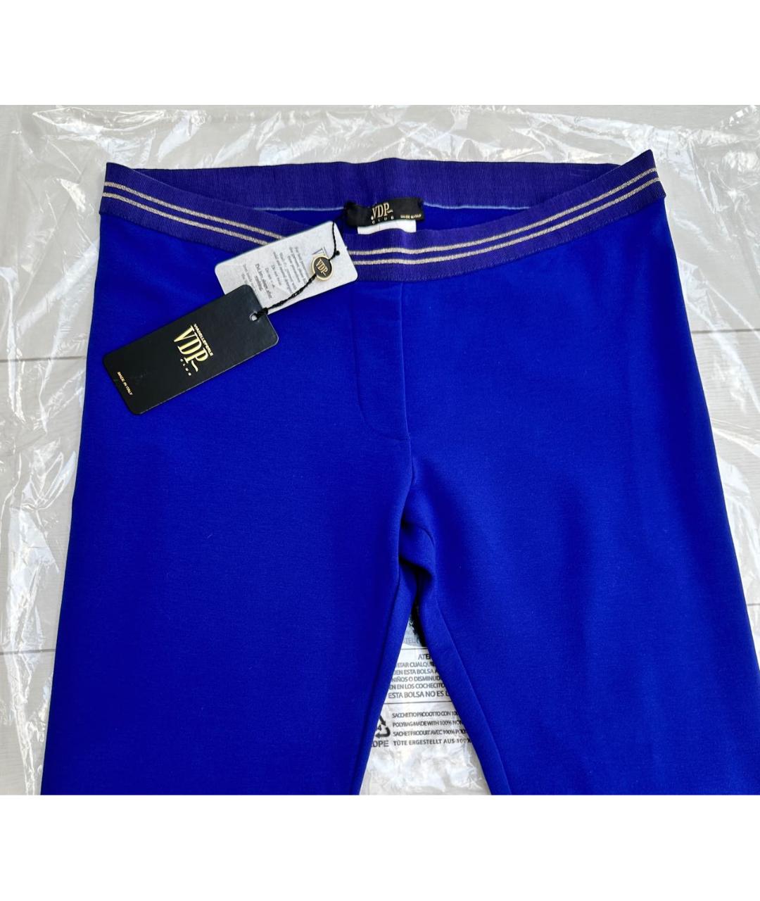 VDP Синие хлопко-эластановые прямые брюки, фото 3