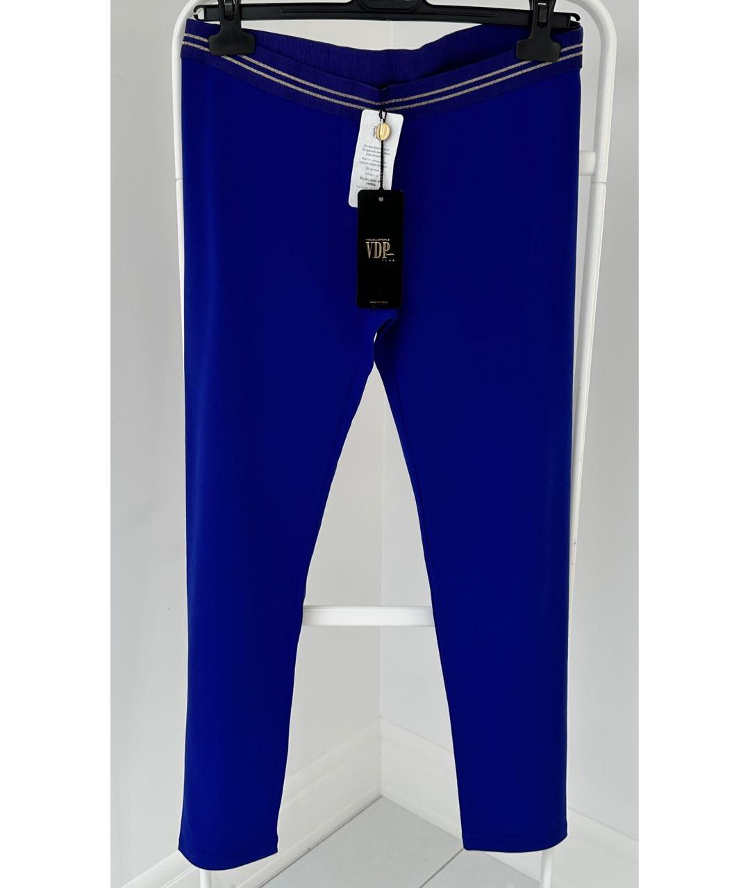 VDP Синие хлопко-эластановые прямые брюки, фото 8