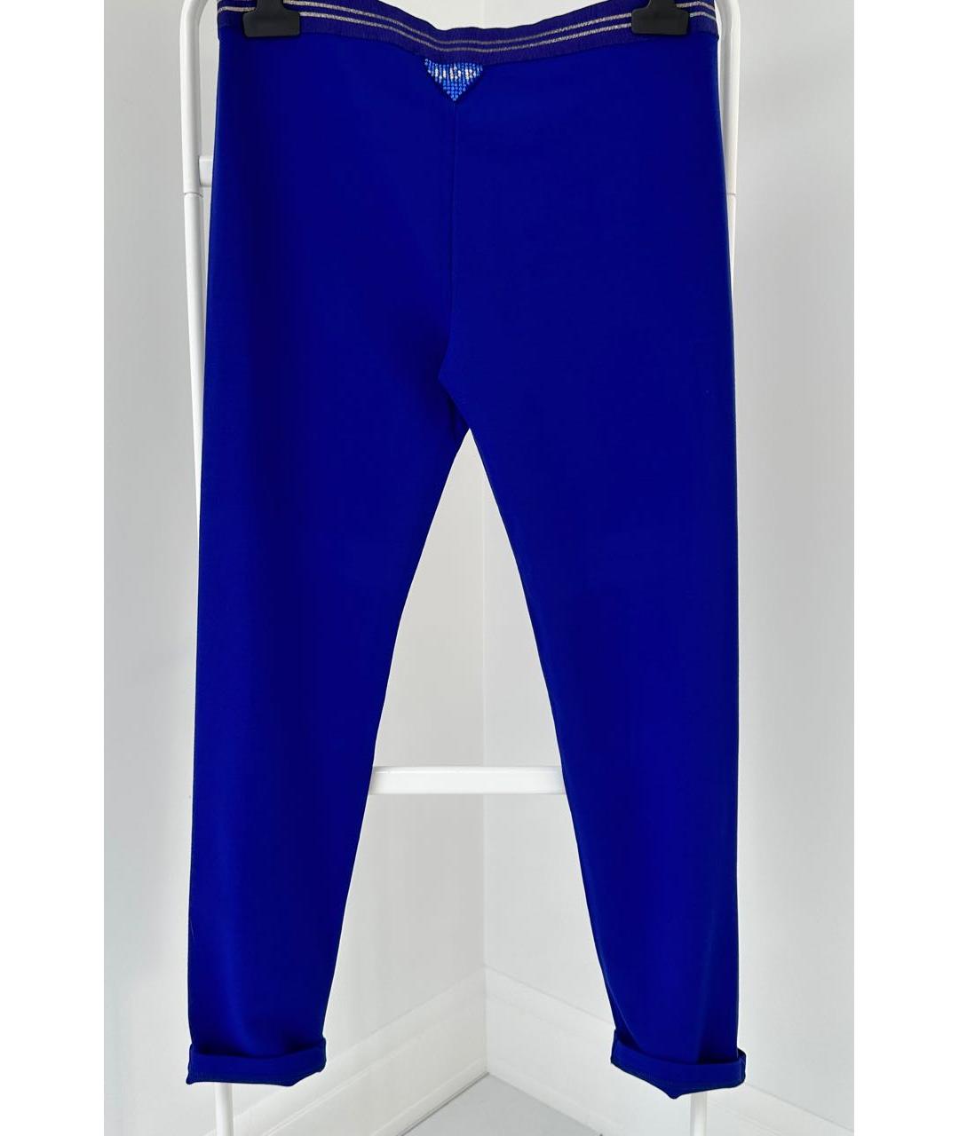 VDP Синие хлопко-эластановые прямые брюки, фото 2