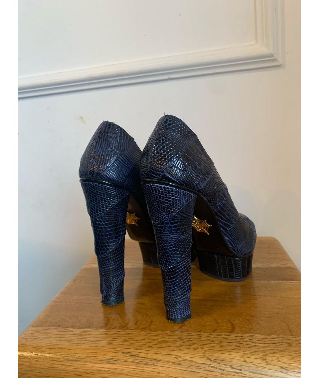 CHARLOTTE OLYMPIA Темно-синие кожаные туфли, фото 4