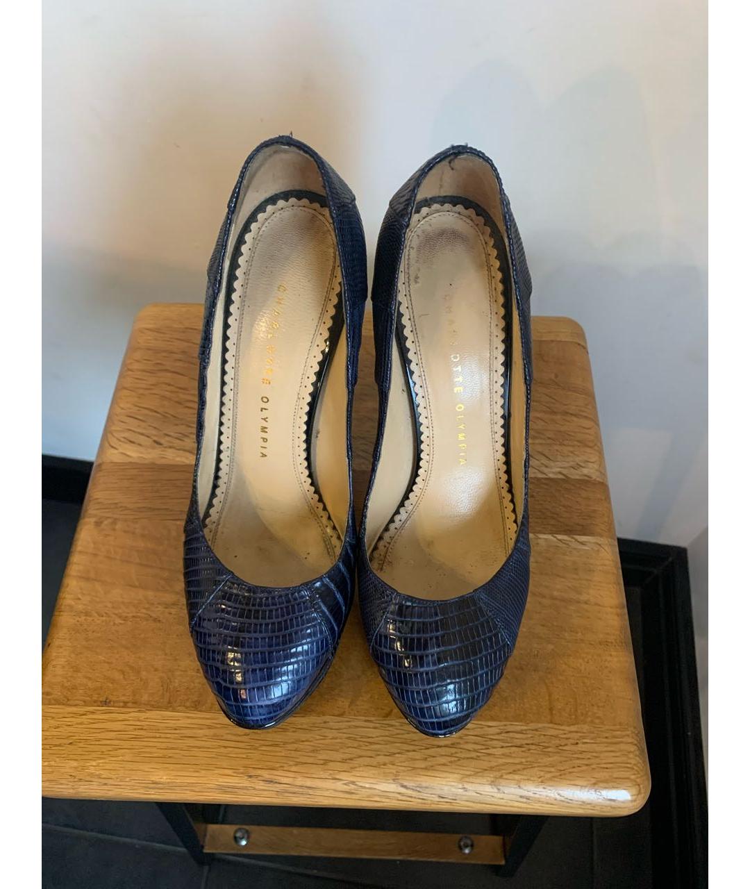 CHARLOTTE OLYMPIA Темно-синие кожаные туфли, фото 2