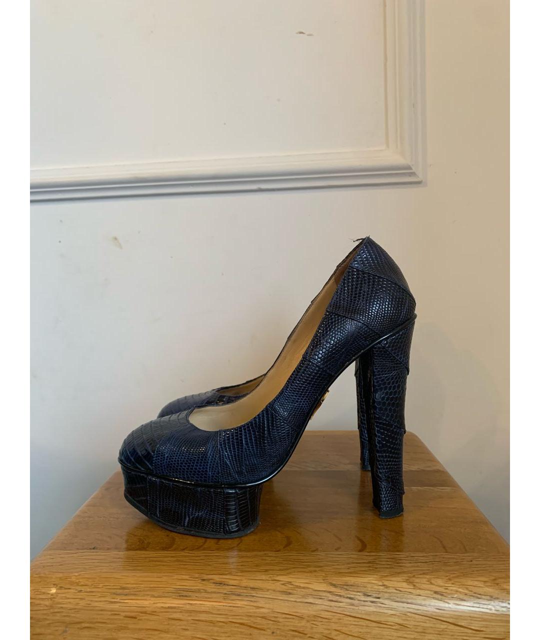 CHARLOTTE OLYMPIA Темно-синие кожаные туфли, фото 5
