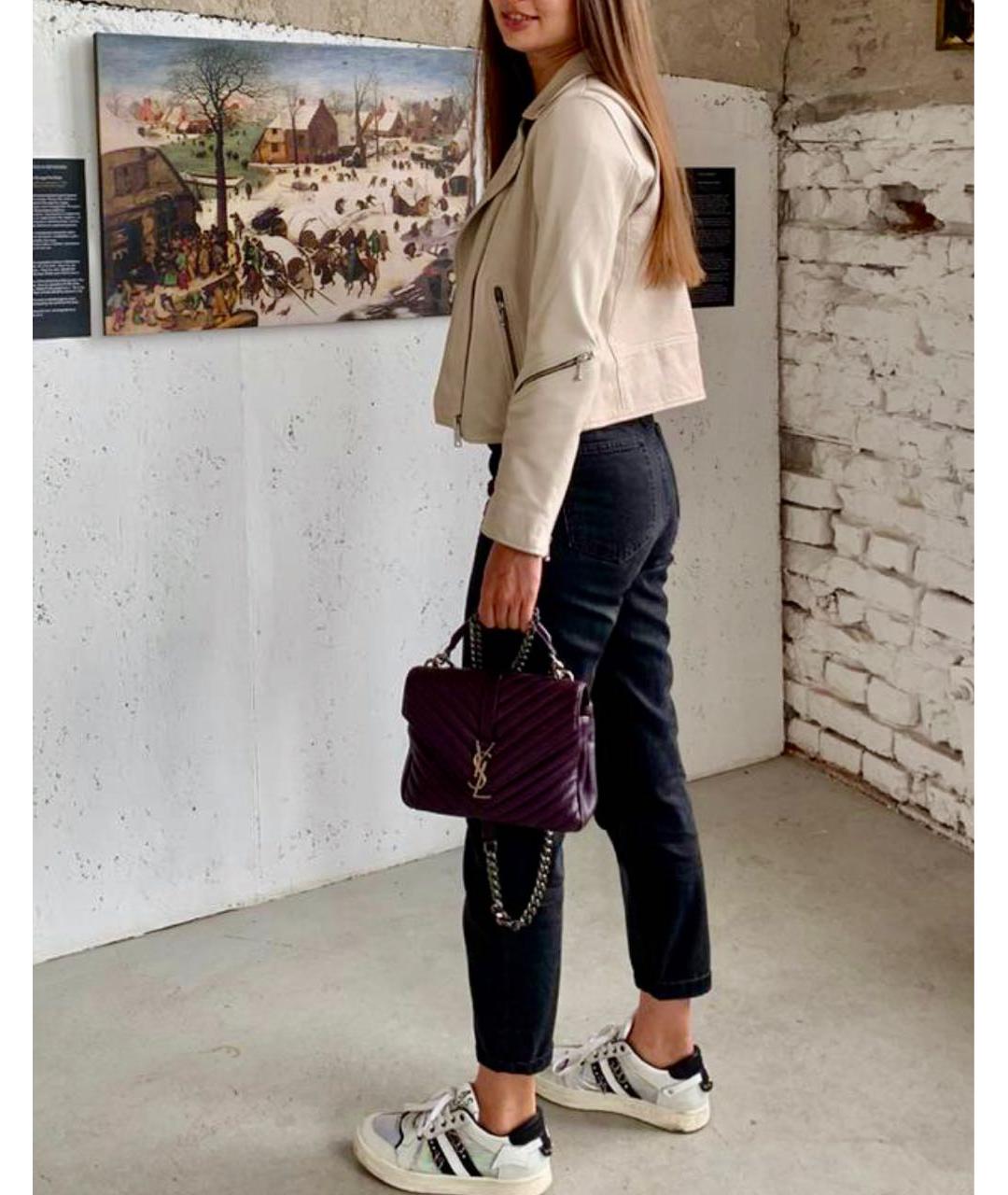 SAINT LAURENT Фиолетовая кожаная сумка через плечо, фото 2